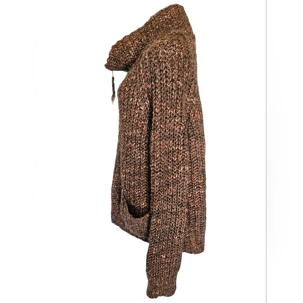 Wilfred Free Aritzia Erable Chunky Wool & Alpaca Zip Brown Cardigan Large - Picture 2 of 9